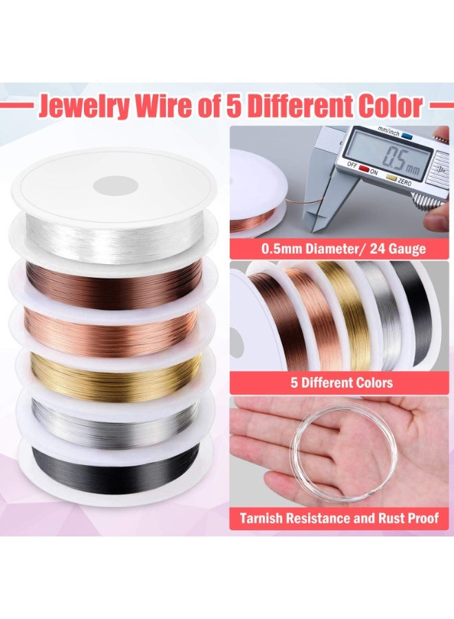 Daytoyz Wire Wrapping for Jewelry Making, Repair and Beading Supplies Kit with Craft Ring Wire, Tools, Pliers and Jewelry Findings - Image 3